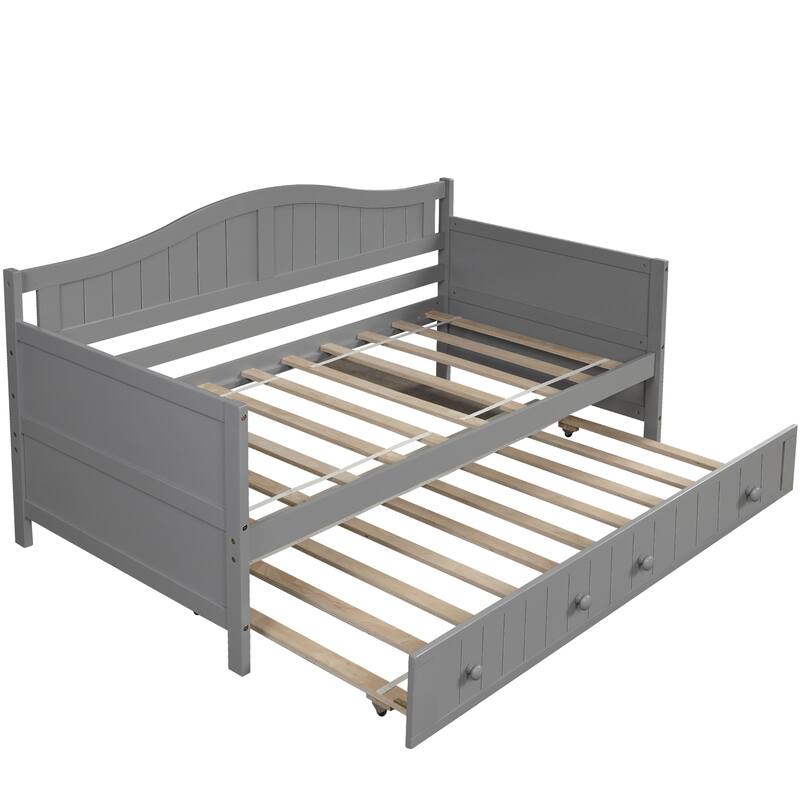 Twin Wooden Daybed with Trundle Bed