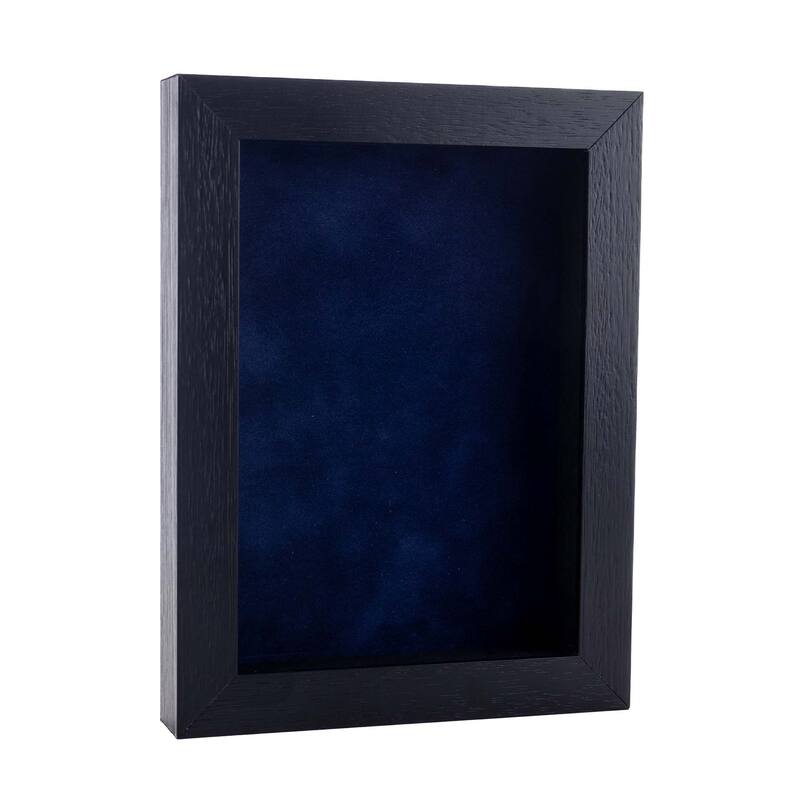 20x30 Shadow Box Frame Textured Black Wood Includes a Navy Blue Real Suede Texture Acid-Free Backing Board - Holds 20x30 Photo