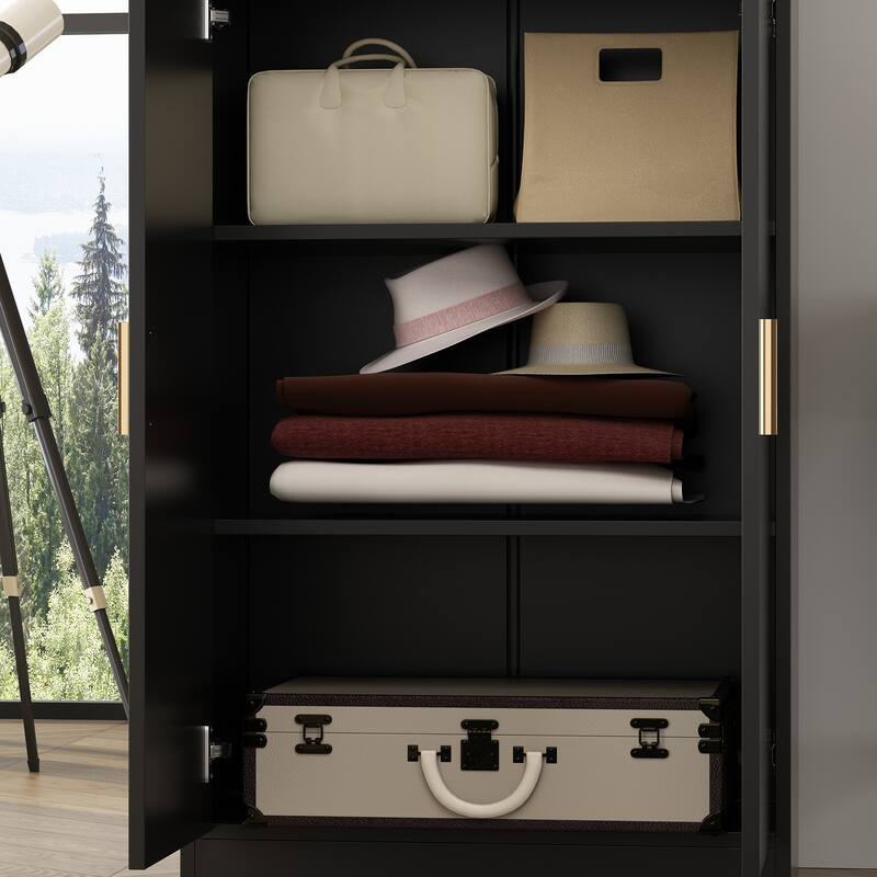 Pantry Cabinet Floor Storage w/ Doors Adjustable Shelves by Kerrogee - 61.2"H