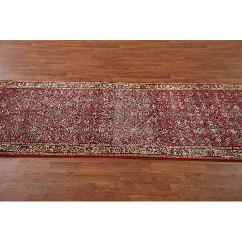 Tabriz Persian Antique Runner Rug Hand-knotted Wool Carpet - 3'3"x 9'3"