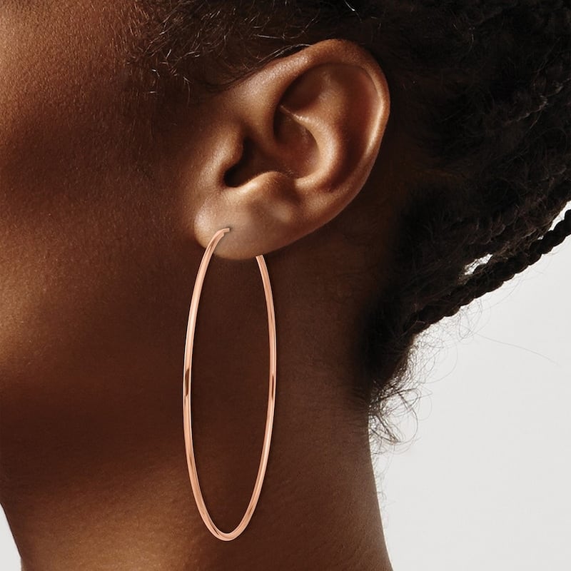 Curata 14k Rose Gold 1.5mm Polished Endless Hoop Earrings