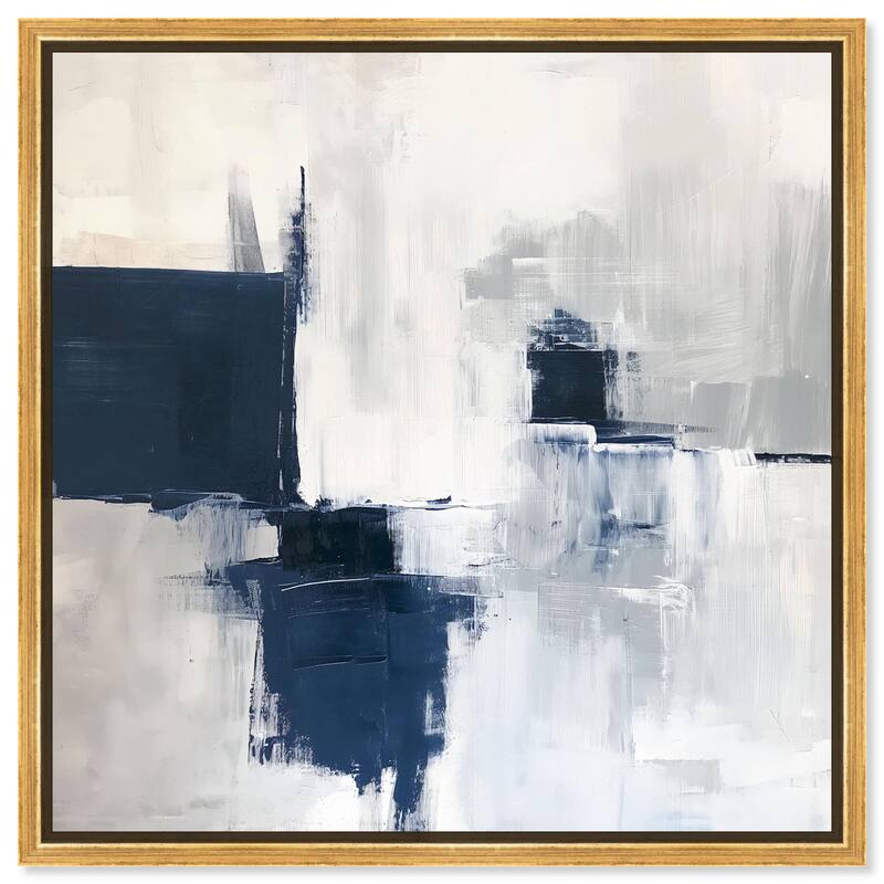 Porcelain Blue on White I Canvas by Art Remedy - Gold - 12" x 12"