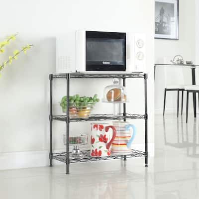 Concise Carbon Steel/ PP 3-Shelf Home Kitchen Shelving Unit