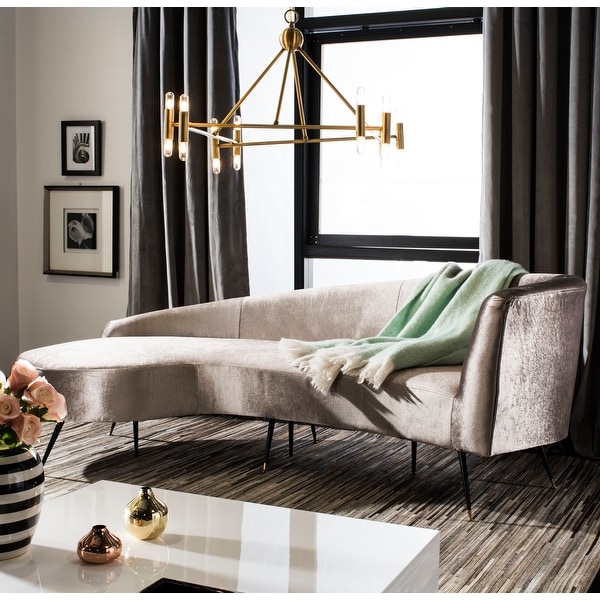 Safavieh Couture Evangeline Velvet Parisian Sofa -Champagne / Black. Opens flyout.
