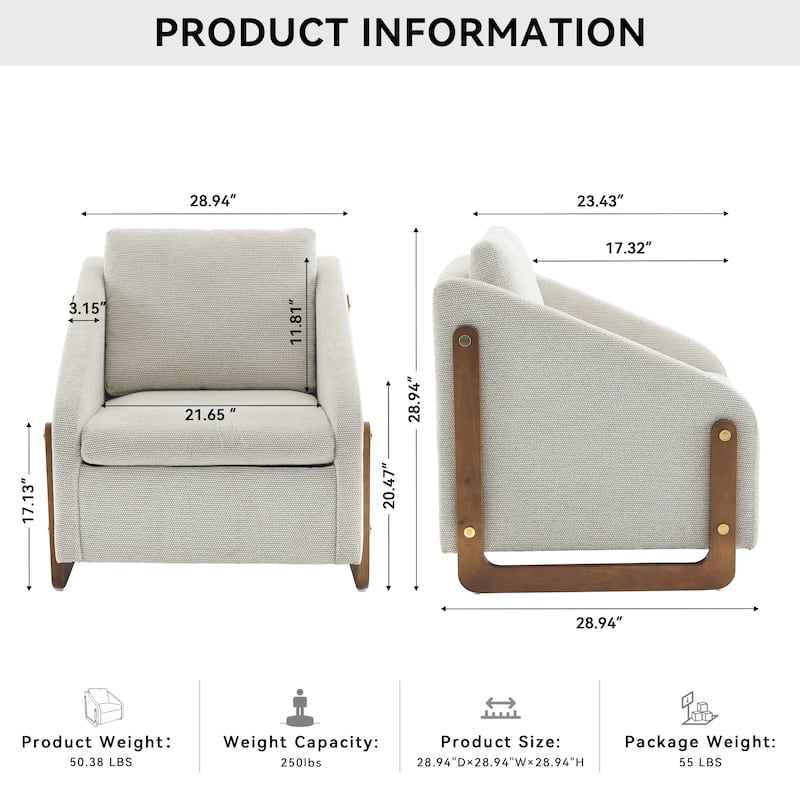 Accent Chair with Ergonomic Backrest, Upholstered Armchair with Nailhead Trim, Leisure Chair with Cushioned Seat