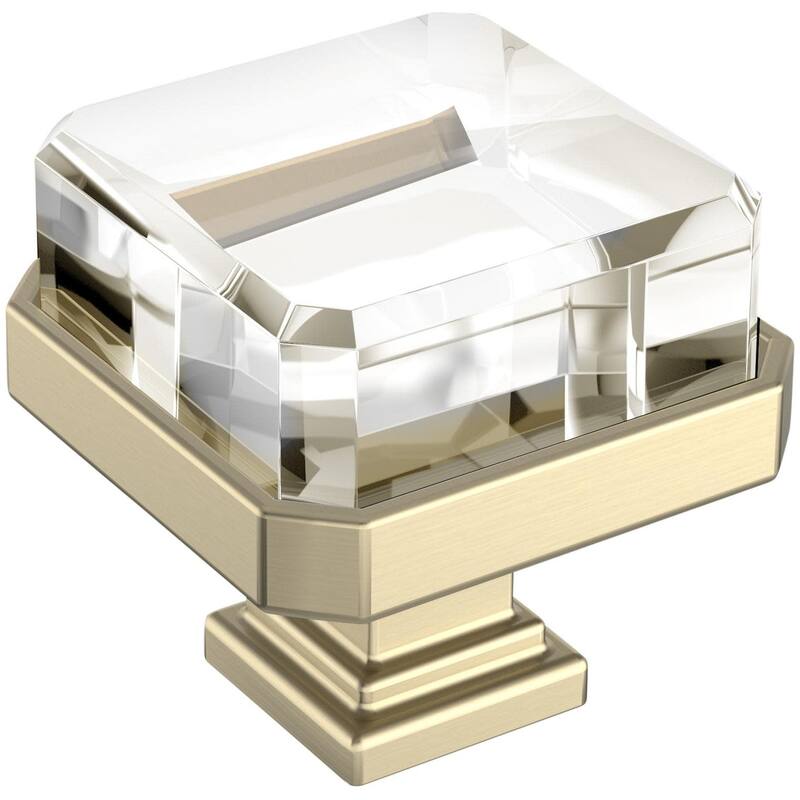 Amerock BP36975 Glacio 1-3/8" Square Cabinet Knob - Clear / Golden Champagne