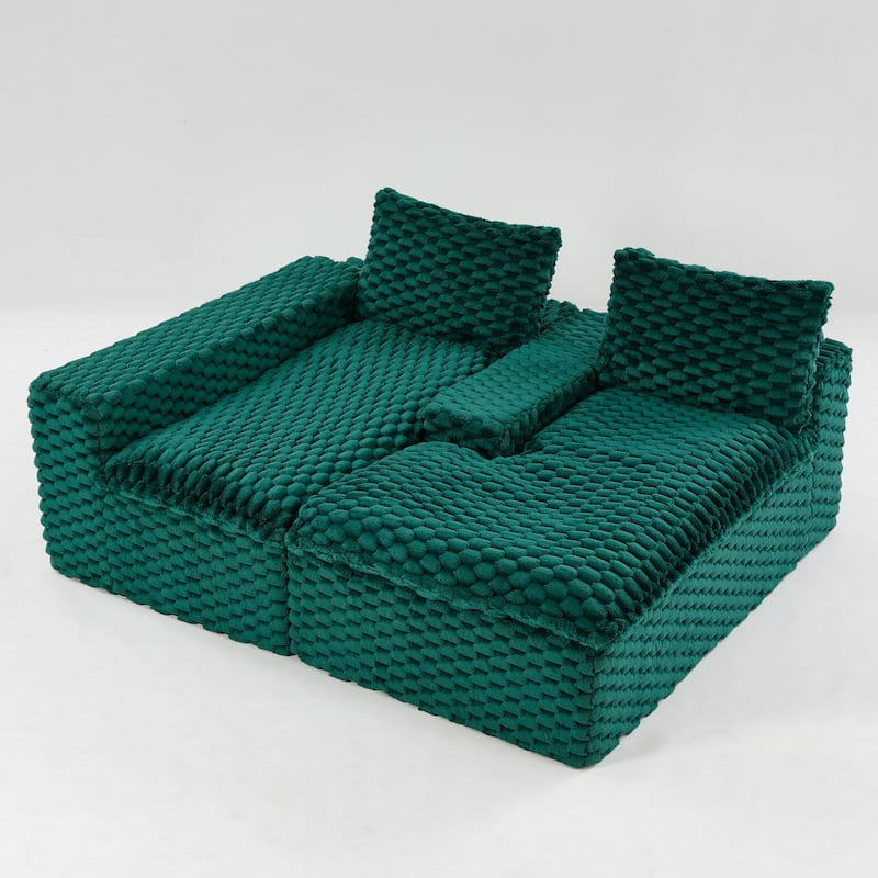 L-Shaped Sleeper Sectional Sofa Convertible Straight Sofa, Loveseat and Chaise Lounge Set for Living Room