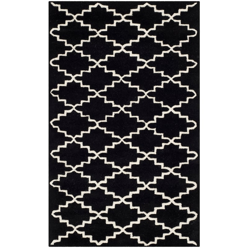 SAFAVIEH Handmade Chatham Slavna Modern Moroccan Wool Rug - 3' x 5' - Black/Ivory
