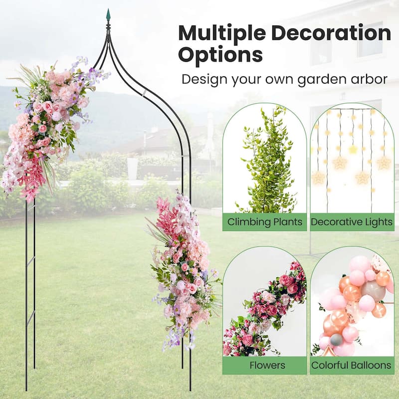 Metal Garden Arch 8.4 Ft High Pergola Arbor for Climbing Plant