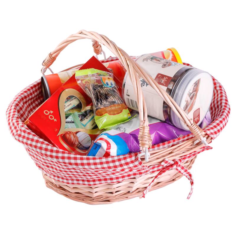 Wicker Willow Picnic Basket with Double Drop-Down Handles - Perfect as Gift basket for all Occasions