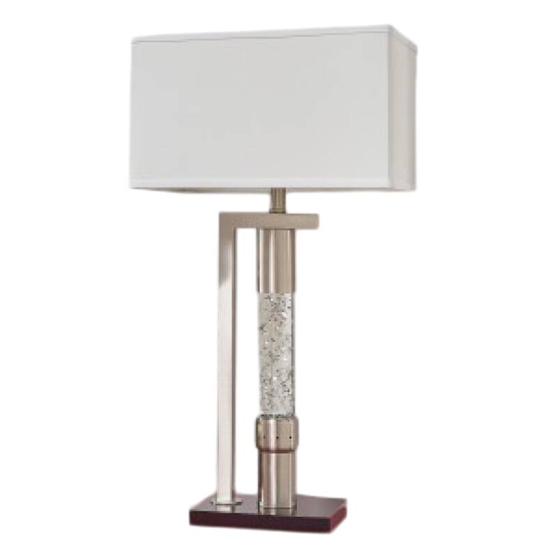Mandy Table Lamp with Ripple Textured Glass Tube, Silver Metal 29 Inch