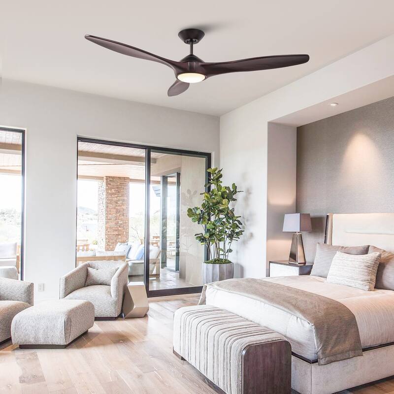 60" Oil Rubbed Bronze Large Ceiling Fan with Light and Wall Control - 60-inch W x 13.8-inch H