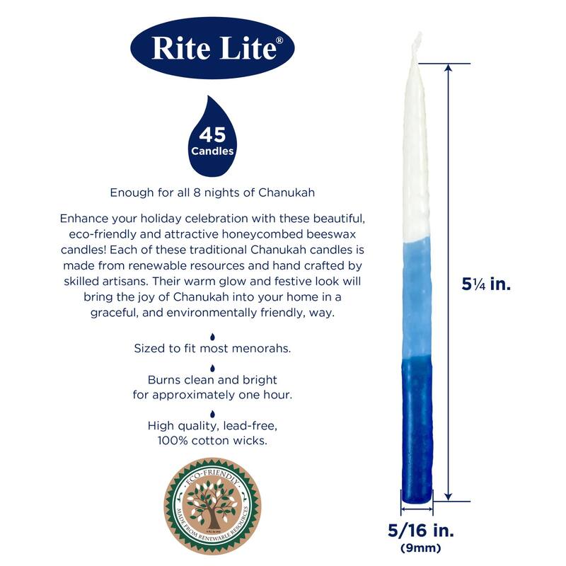 Premium Menorah Hanukkah Candles - 5.25" - Blue and White - 45ct