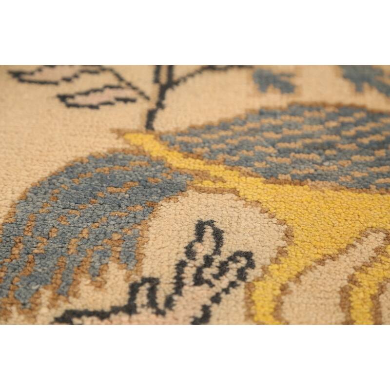 Hand Knotted Oriental 100% Wool Carpet Traditional All-Over Peach Ziegler Runner Rug - 9' 9'' X 2' 6''