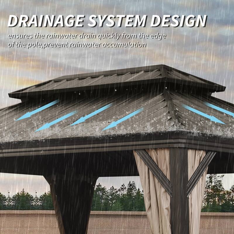 Domi Hardtop Gazebo with Galvanized Steel Double Roof and Aluminum Frame