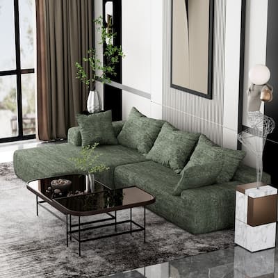 2-Piece Upholstered Combination Floor Sofa - No Assembly Required