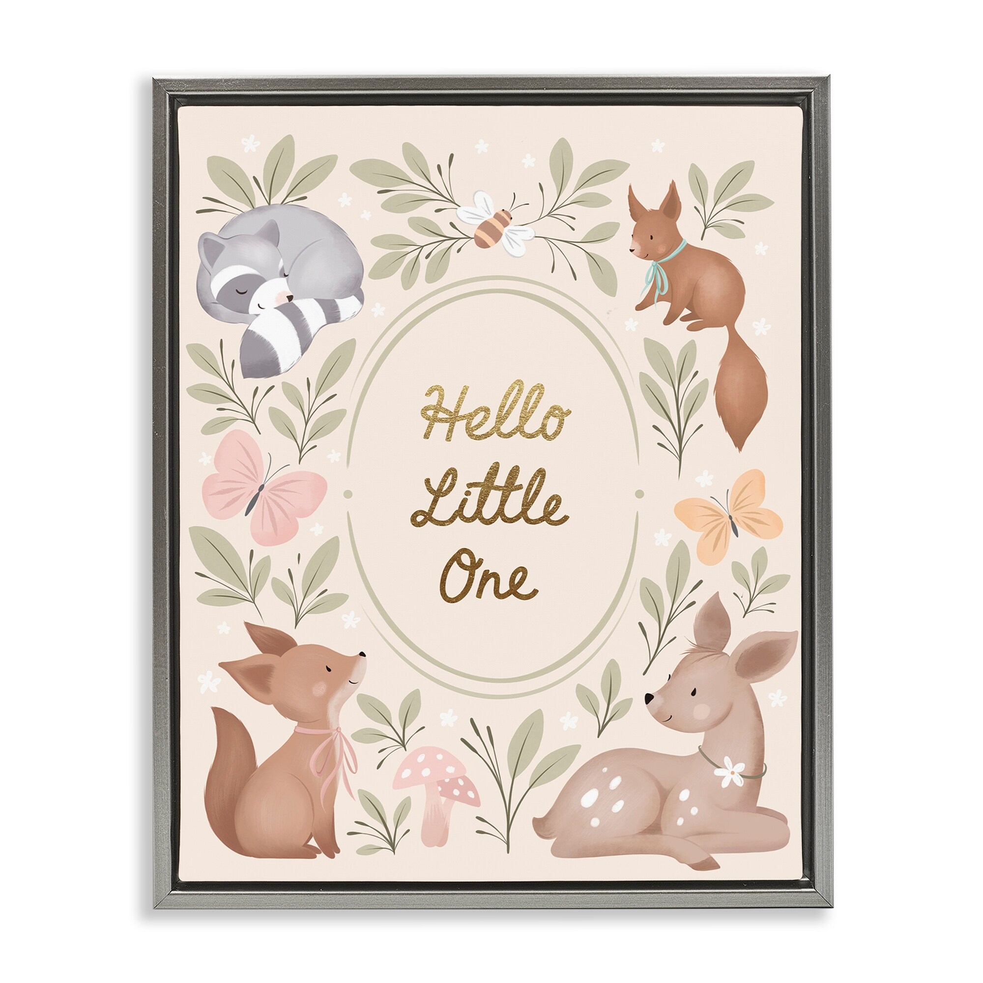 Stupell Hello Little One Animals Framed Floater Canvas Wall Art Design By Jo Taylor