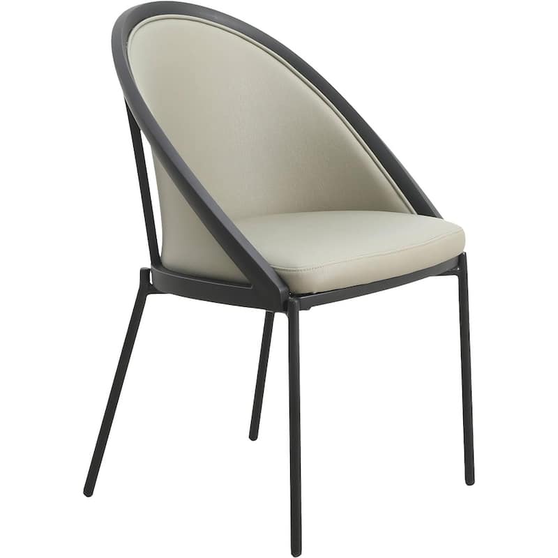 Urbane Upholstered Faux Leather Dining Chair with Powder Coated Steel Legs by LeisureMod - Olive Green