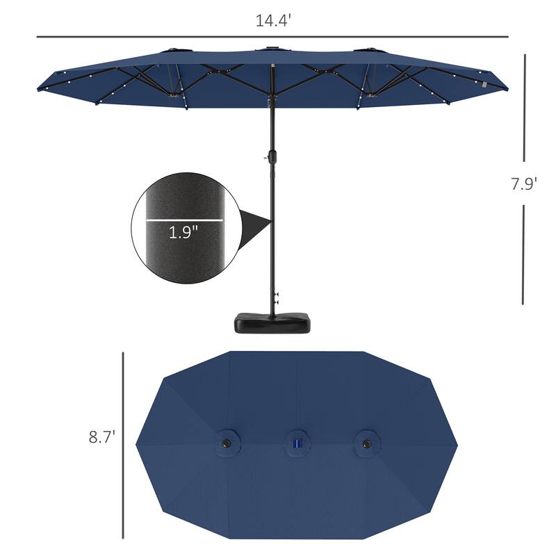Double-Sided Large Patio Umbrella with Crank Handle Outdoor Canopy for Backyard Garden or Patio