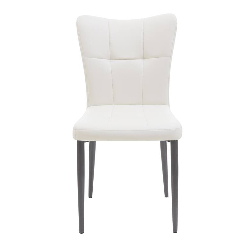 Set of 2 Side Chair Vanity Chair Office Chair Black White Leather Upholstered Dining Chair with Iron Legs