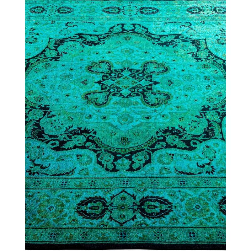 Overton Hand Knotted Wool Vintage Inspired Modern Contemporary Overdyed Blue Area Rug - 4' 2" x 6' 4"