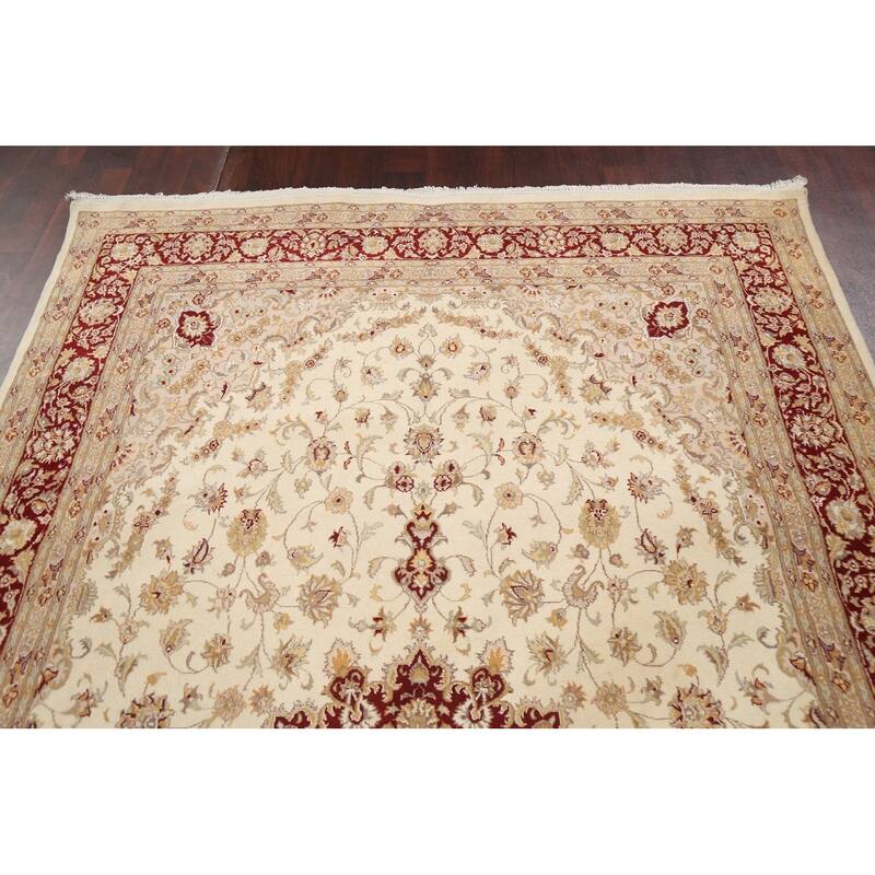 Vegetable Dye Tabriz Oriental Floral Area Rug Hand-knotted Wool Carpet - 6'4" x 10'6"