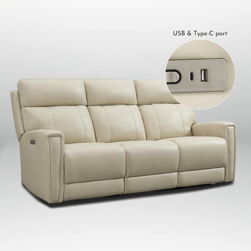 81.5'' Genuine Leather Zero Gravity Power Recliner Sofa with Power Headrest, USB&USB-C Port