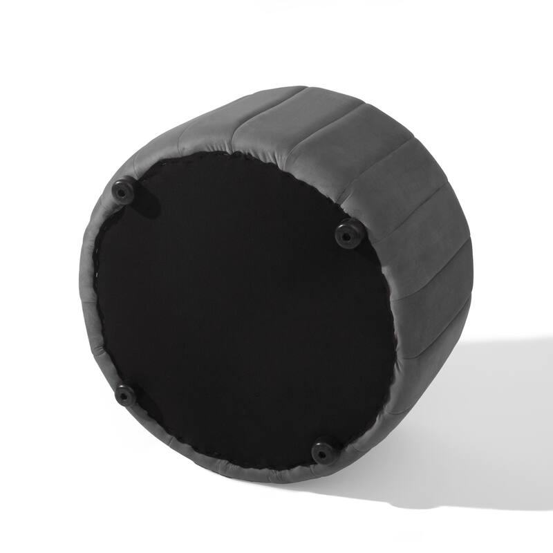 Modern Round Velvet Storage Ottoman Footrest Footstool
