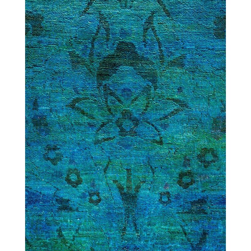 Overton Hand Knotted Wool Vintage Inspired Modern Contemporary Overdyed Blue Area Rug - 3' 0" x 5' 5"