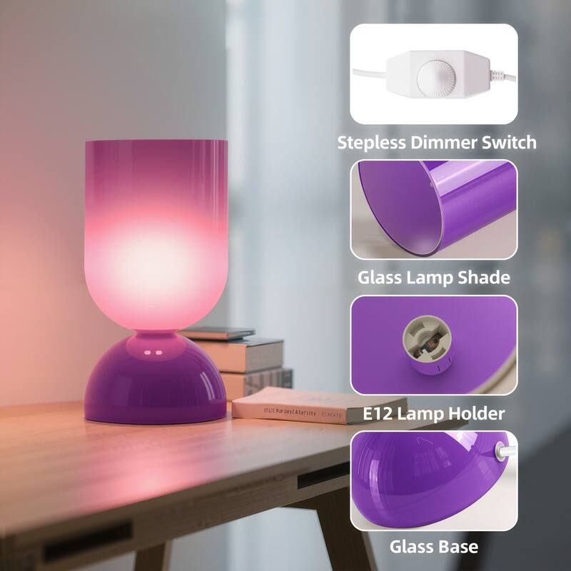 9 in. Modern Glass Small Table Lamp with E12 Base (Bulb not included)