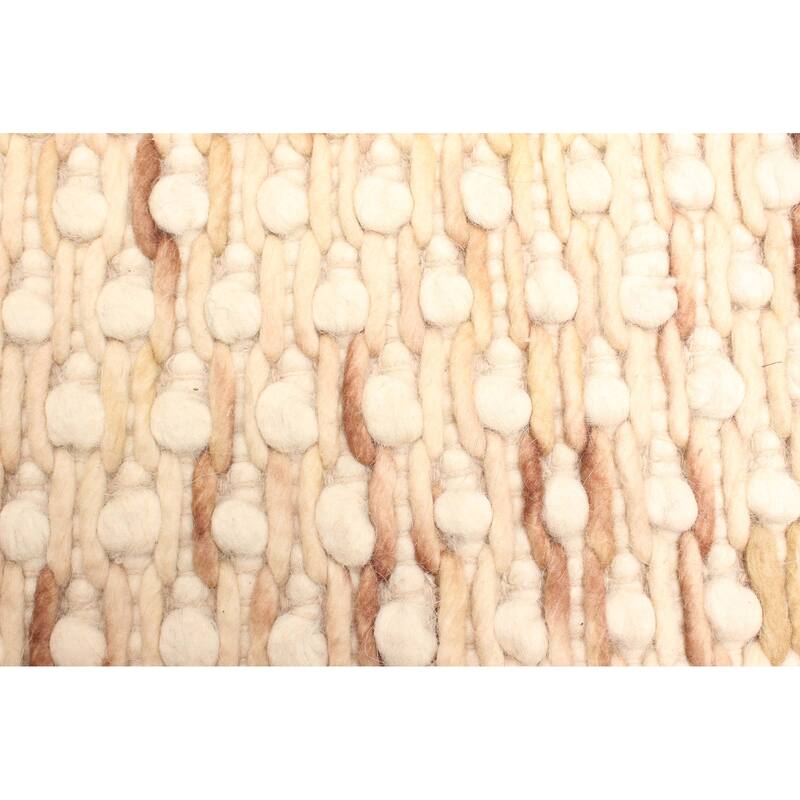 ECARPETGALLERY Braid weave Sienna Beige Wool Rug - 5'1 x 7'10