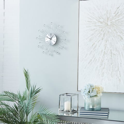 Gold / Copper / or Silver Iron Metal Starburst Sun Glam Wall Clock