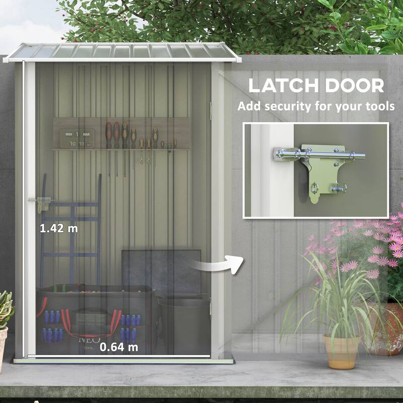 Small Outdoor Garden Storage Shed with Lockable Door and Sloped Roof - 39.25" W x 40.5" D x 57.5"/63" H