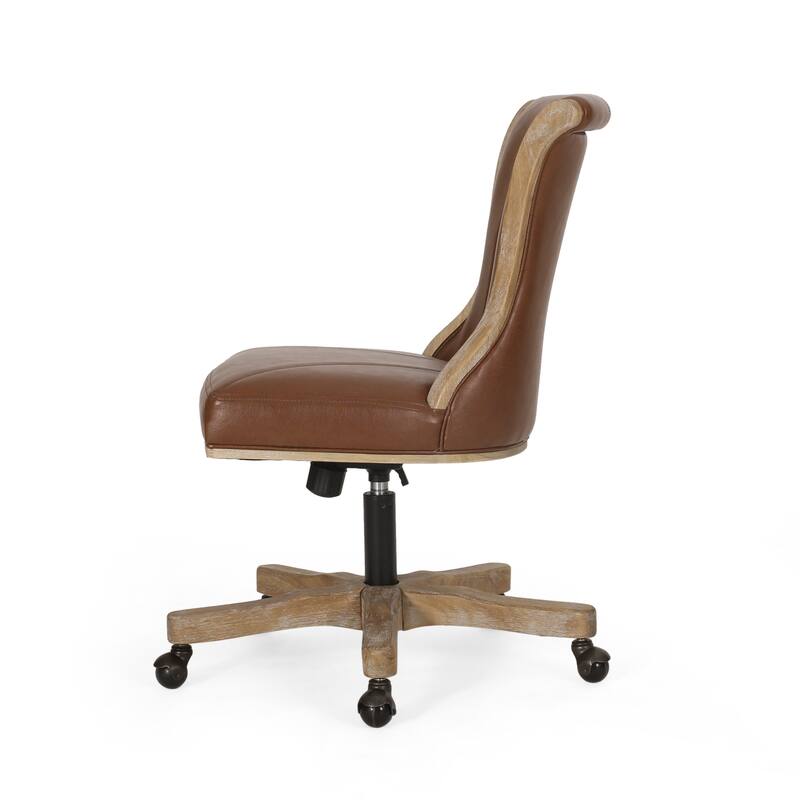 Coulee Upholstered Roll Back Swivel Office Chair by Christopher Knight Home - 24.75" L x 27.75" W x 35.50-40.00" H