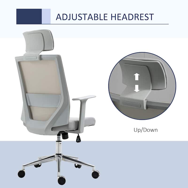 Vinsetto High Back Office Chair, Swivel Task Chair with Lumbar Back Support, Breathable Mesh, and Adjustable Height, Headrest