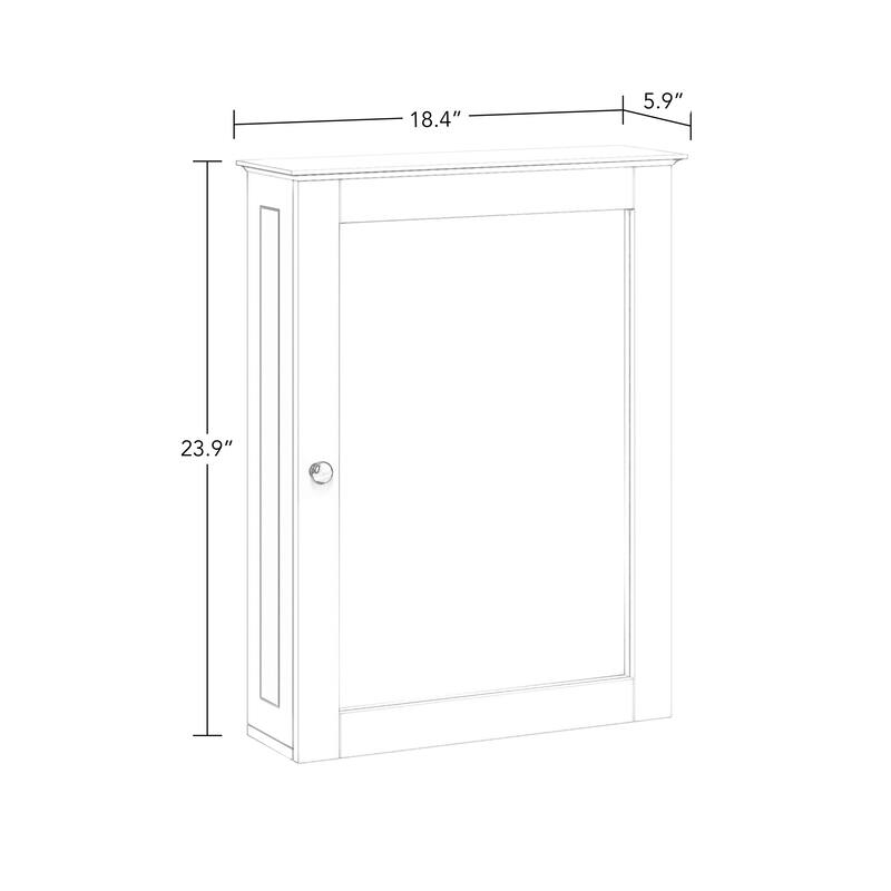 RiverRidge Ashland Single Door Bathroom and Laundry Wall Mount Storage Medicine Cabinet with Mirror - White