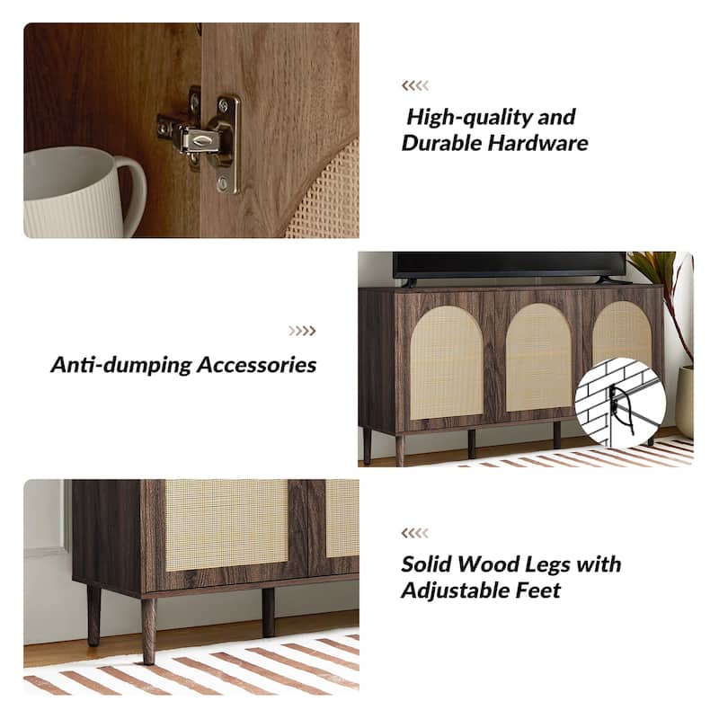 Ulysses Farmhouse Storage Rattan Sideboard with Adjustable Shelves by HULALA HOME