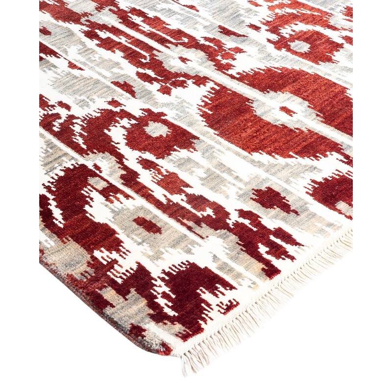 Ikat One-of-a-Kind Hand-Knotted Area Rug, Rust - 8' 1" x 10' 4"