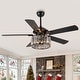 preview thumbnail 19 of 19, 52" Black Wood Modern Crystal Indoor Ceiling Fan Chandelier with Remote