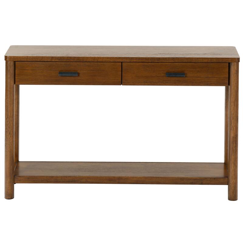 SAFAVIEH Couture Jaylessa Wood 2 Drawer Console Table - 48"W x 16"D x 30"H - Medium Oak