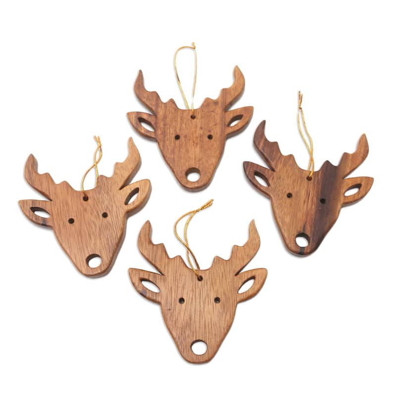 Novica Handmade Simple Reindeer Wood Ornaments (Set Of 4)