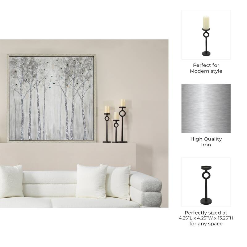 Metal Candle Holder - Contemporary Black Aluminum Narrow Candle Holder for Home or Office Decor
