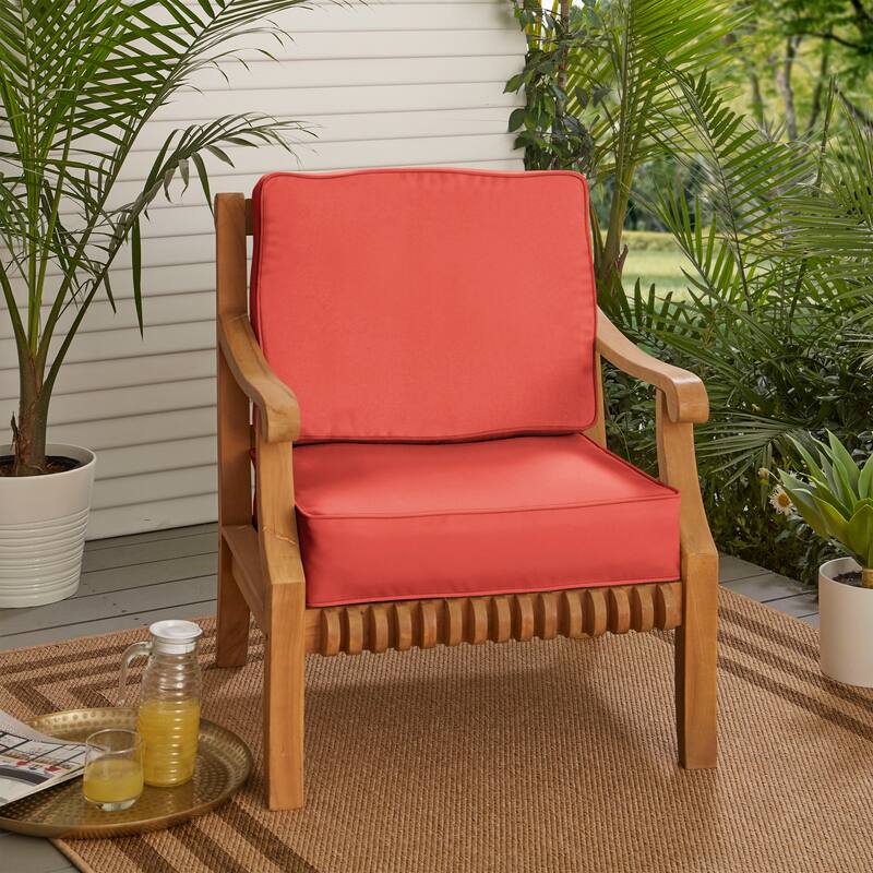 Sorra Home Outdoor Corded Deep Seating Cushion Set - Poly Solid - Coral - 22.5 in W x 22.5 in D x 5 in H