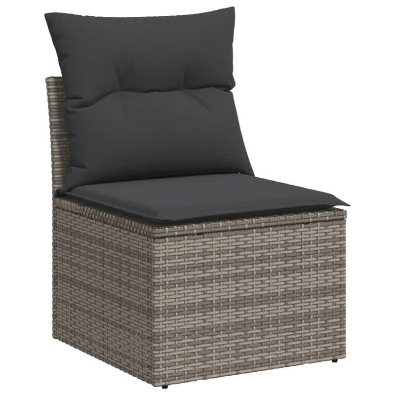 vidaXL Patio Sofa Set with Cushions Outdoor Conversation Furniture Poly Rattan