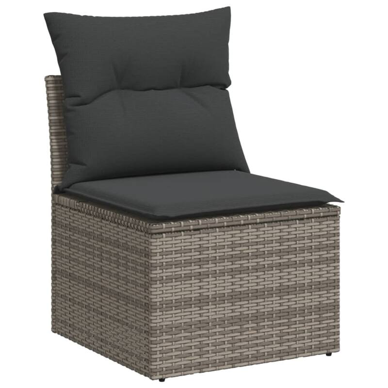 vidaXL Patio Sofa Set with Cushions Outdoor Furniture 11 Piece Poly Rattan