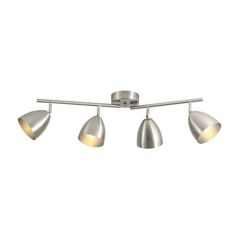Contemporary 4-Light Adjustable Arm Track Light Semi-flush Mount - 31.9 in