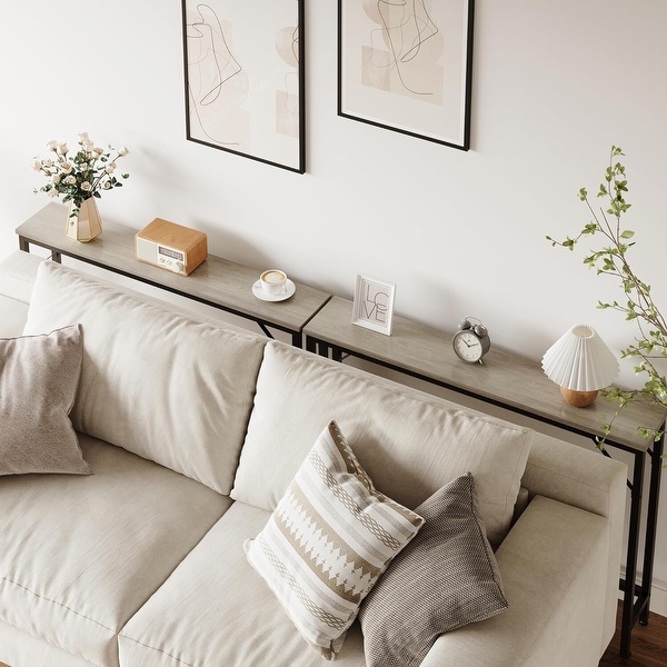 5.9 Narrow Sofa Table with Storage Slim Behind Couch Table