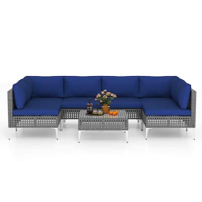 Costway 7 Piece Outdoor Furniture Set with Seat & Back Cushions - See Details