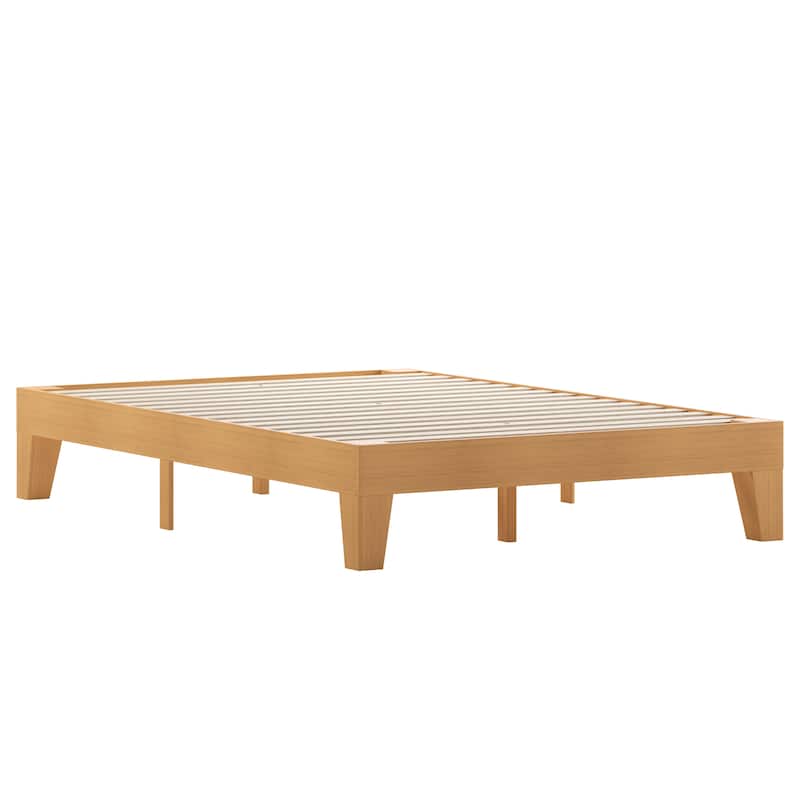 Wood Platform Bed with 14 Wooden Support Slats