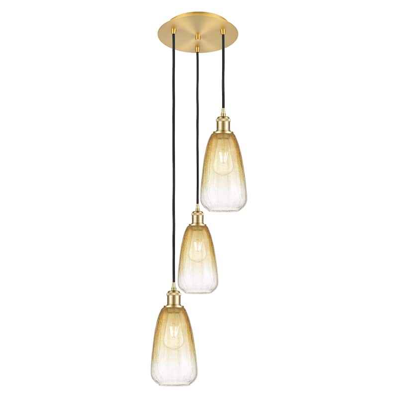 Innovations Lighting Endless Possibilities Ballston - Brookhaven Almond - 3 Light 13" Cord Hung Multi Pendant - Satin Gold/Amber